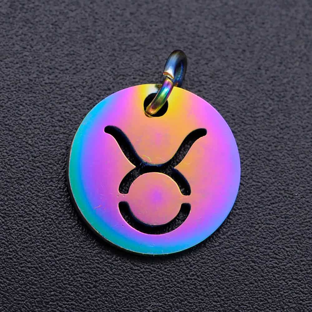 Collier en acier inoxydable avec symboles du zodiaque